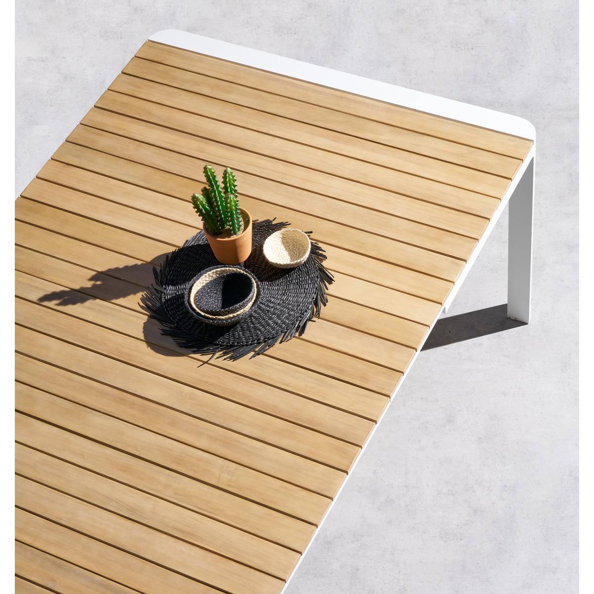 Mesa de jardín extensible PARADIZE Acacia / Blanco 12 plazas - Aluminio tratado con epoxi, acacia certificada FSC® Acacia / Blanco