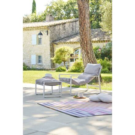 Sillón relax de jardín LAMBINIO Blanco / Gris claro Aluminio tratado con epoxi - Olefina
