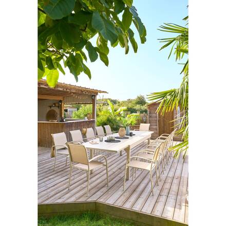 Mesa de jardín extensible PIAZZA Arcilla 12 plazas - Aluminio con recubrimiento de epoxi