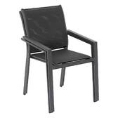Silla de jardín con reposabrazos apilable ESSENTIA Antracita / Grafito Aluminio tratado con epoxi, Texaline Antracita / Grafito