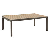 Mesa de jardín extensible ÉVASION efecto madera Miel y Caramelo 14 plazas - Aluminio tratado epoxi, Lamas de aluminio efecto madera Miel / Praliné