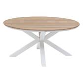 Mesa de jardín redonda ORIENGO Acacia / Blanco 4 plazas - Aluminio tratado con epoxi, acacia certificada FSC® Acacia / Blanco