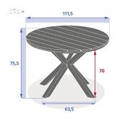 Mesa de jardín redonda ORIENGO Acacia / Blanco 4 plazas - Aluminio tratado con epoxi, acacia certificada FSC® Acacia / Blanco