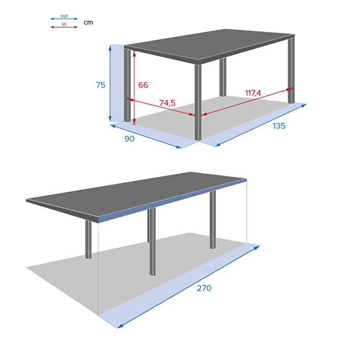 Mesa de jardín extensible PIAZZA Lino y Blanco 10 plazas - Aluminio tratado con epoxi Lino / Blanco