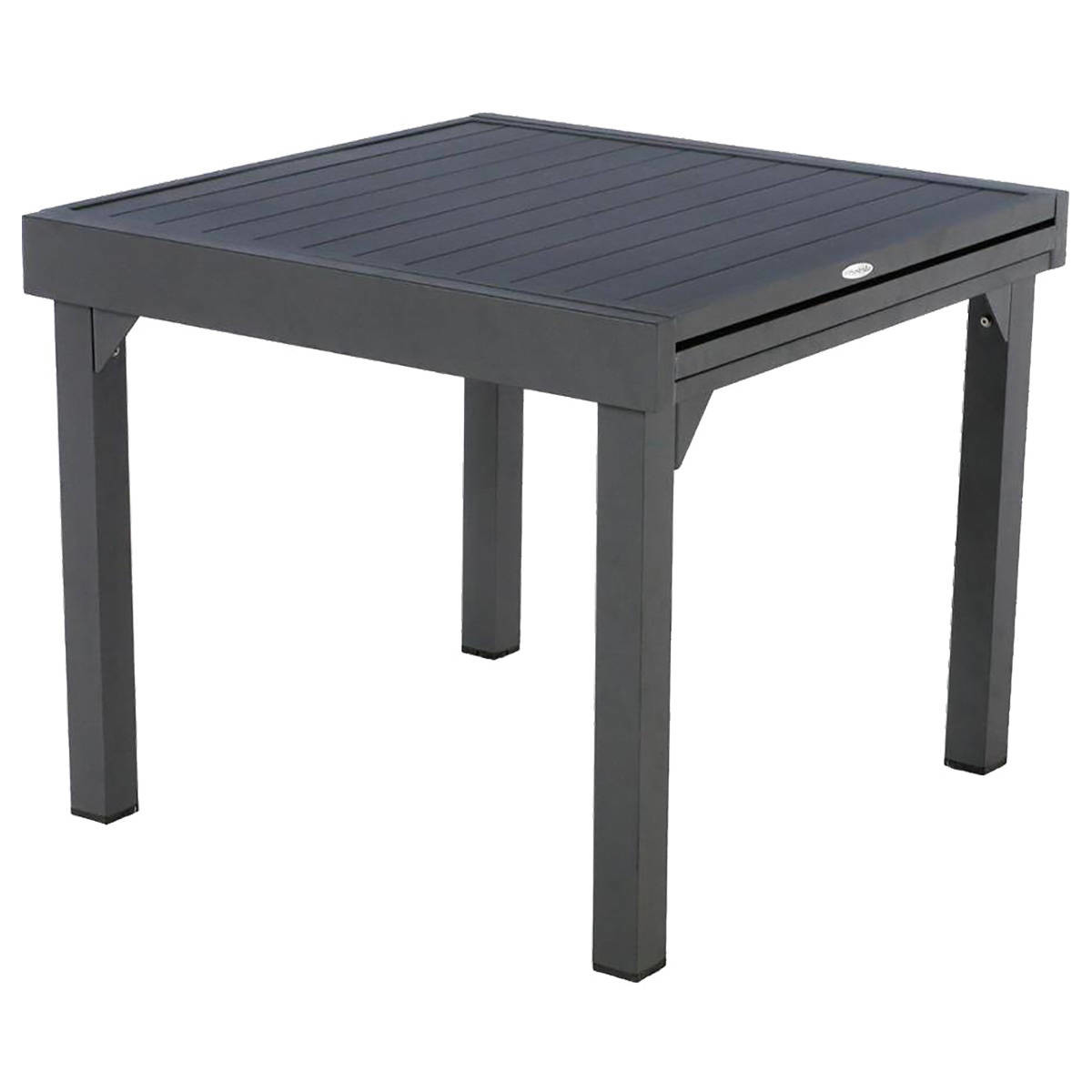 1 mesa de jardín extensible PIAZZA + 8 sillones PIAZZA 1 mesa extensible 8 plazas y 8 sillas apilables Grafito