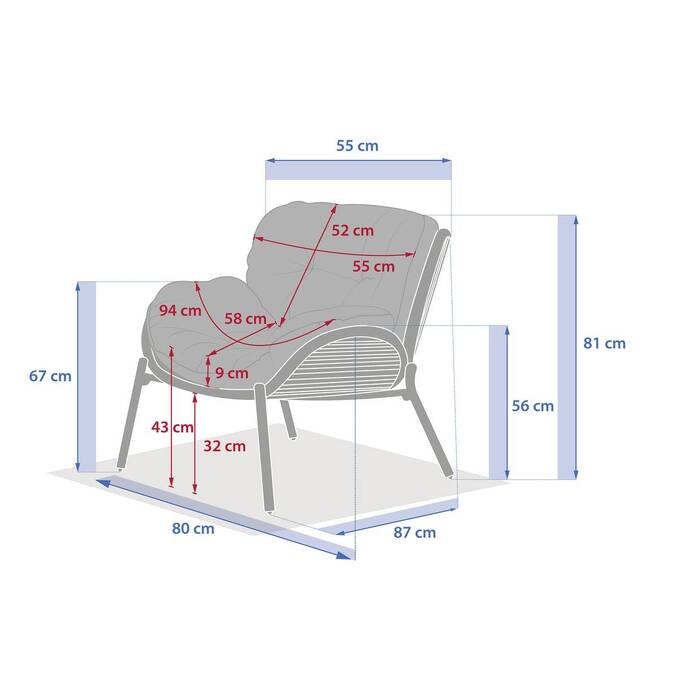 Sillón de jardín MELOANE Beige Acero recubierto de epoxi, Poliéster13