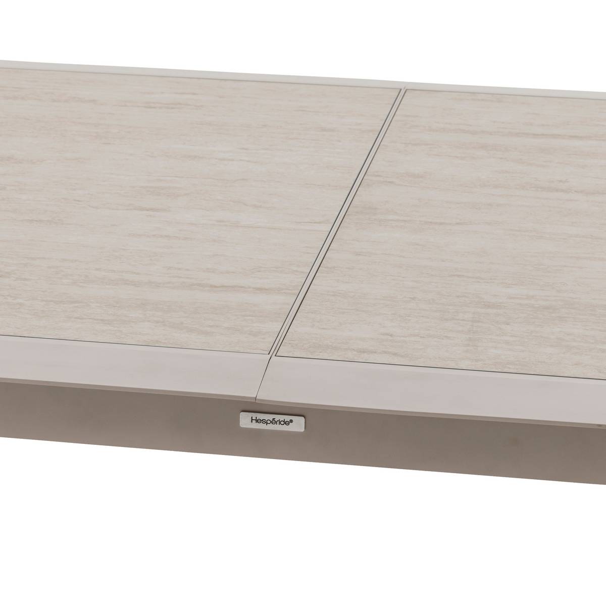 Mesa de jardín extensible ALLURE Efecto madera Greige / Avena 12 plazas - Aluminio con recubrimiento de epoxi Efecto madera greige / Avena