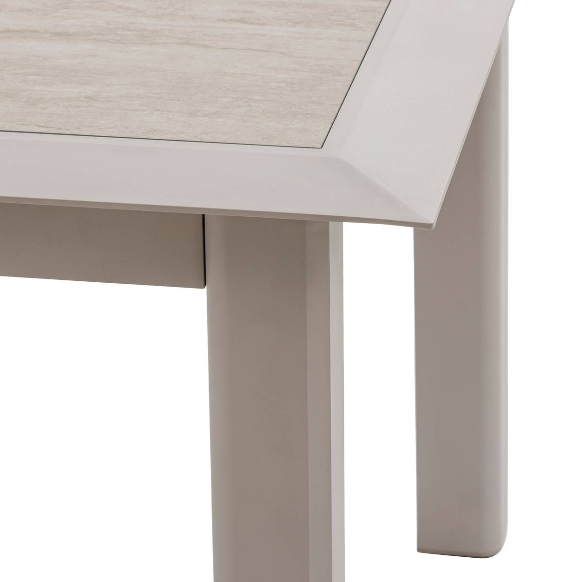 Mesa de jardín extensible ALLURE Efecto madera Greige / Avena 12 plazas - Aluminio con recubrimiento de epoxi Efecto madera greige / Avena