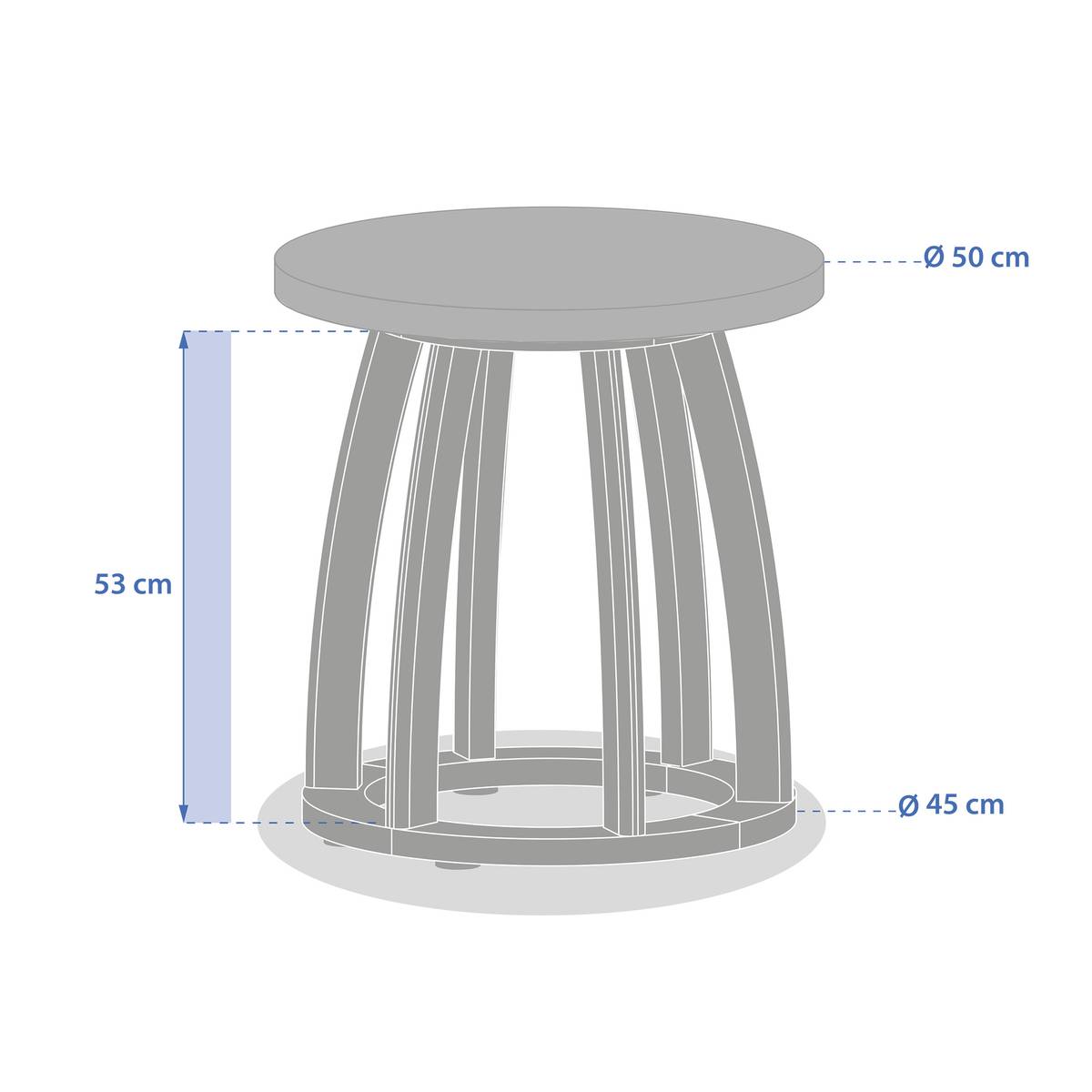 Mesa auxiliar de jardín redonda LEMINDO Eucalipto 50 x 53 cm - Eucalipto certificado FSC® Eucalipto