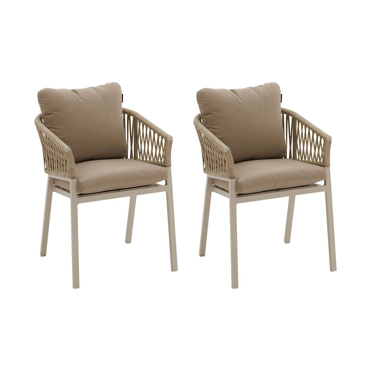 Set de 2 sillas de jardín ORIENGO Beige / Arcilla Aluminio, Mallas trenzadas, Poliéster Beige / Arcilla