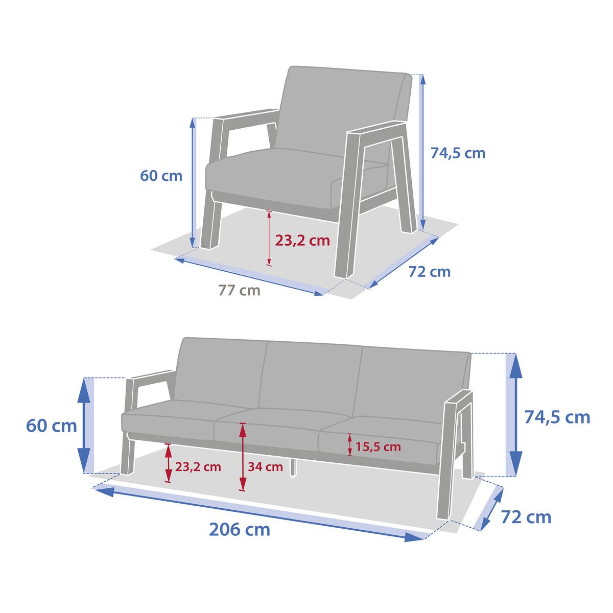Conjunto de jardín AXIOME Beige / Arcilla 5 plazas - Aluminio tratado con epoxi, Olefina Beige / Arcilla