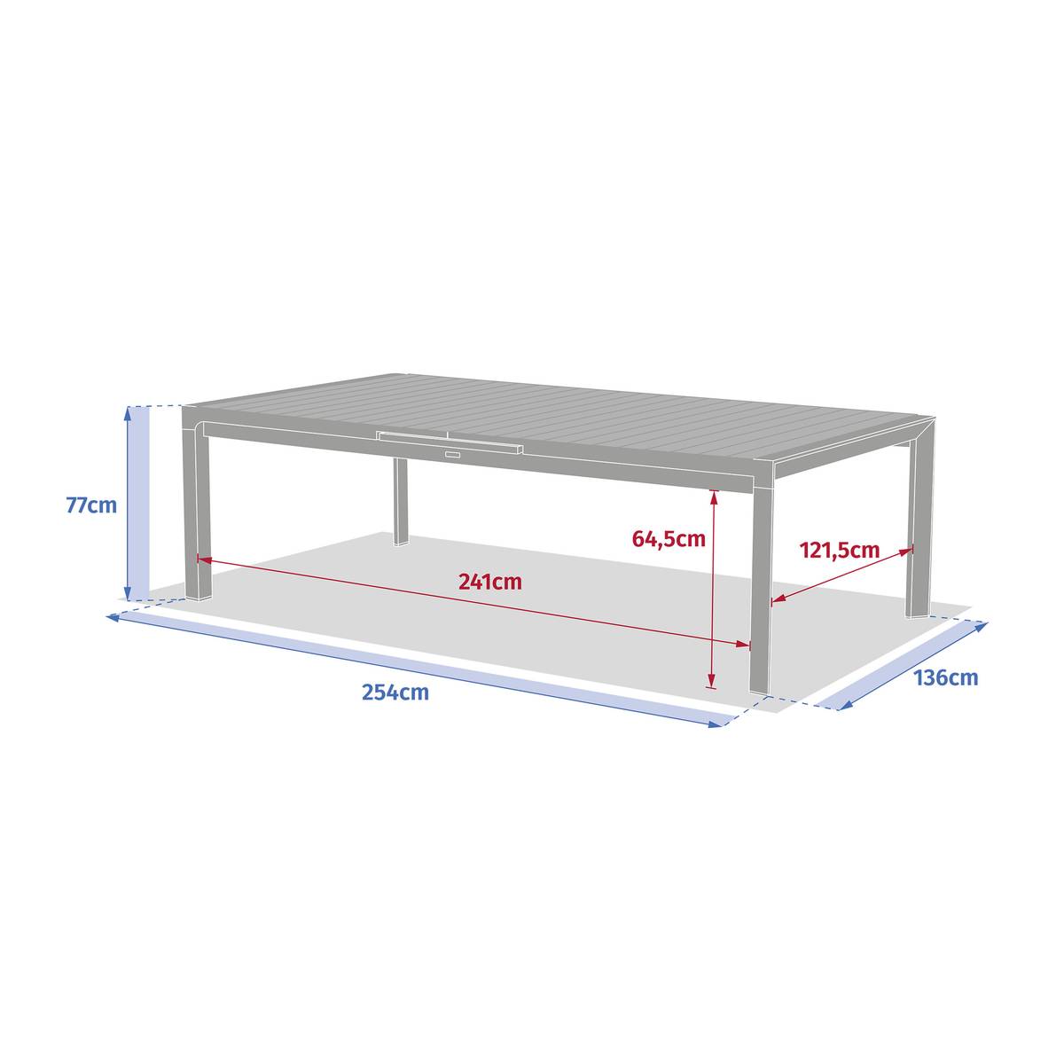 Mesa de jardín extensible ÉVASION Efecto madera Lino / Arcilla 14 plazas - Aluminio tratado con epoxi, Lamas de aluminio efecto madera Efecto madera Lino / Arcilla