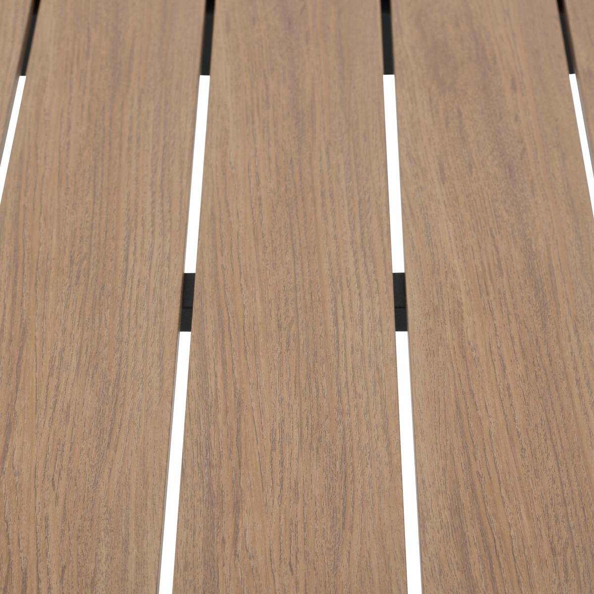 Mesa de jardín ÉVASION Efecto madera Honey / Graphite 2 plazas - Aluminio tratado con epoxi, Lamas de aluminio efecto madera Efecto madera Honey / Grafito