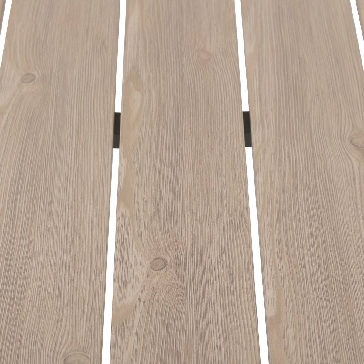 Mesa de jardín ÉVASION Efecto madera Lino / Verde laurel 2 plazas - Aluminio tratado con epoxi, Lamas de aluminio efecto madera Efecto madera Lino / Laurel verde
