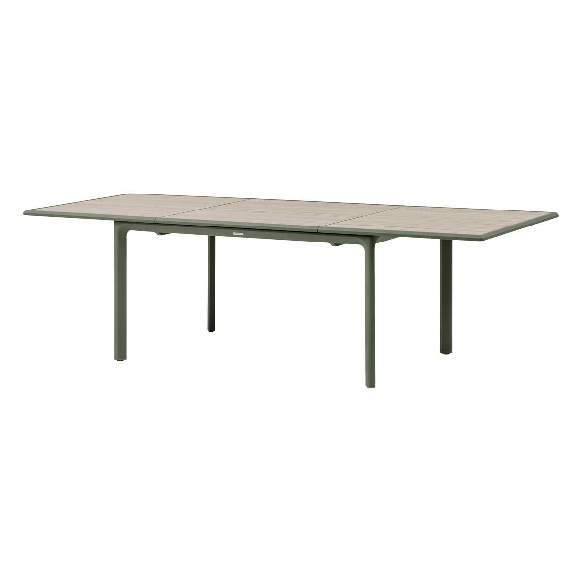 Mesa de jardín DILORS Efecto madera Lino / Verde laurel 10 plazas - Aluminio recubierto de epoxi Efecto madera Lino / Laurel verde