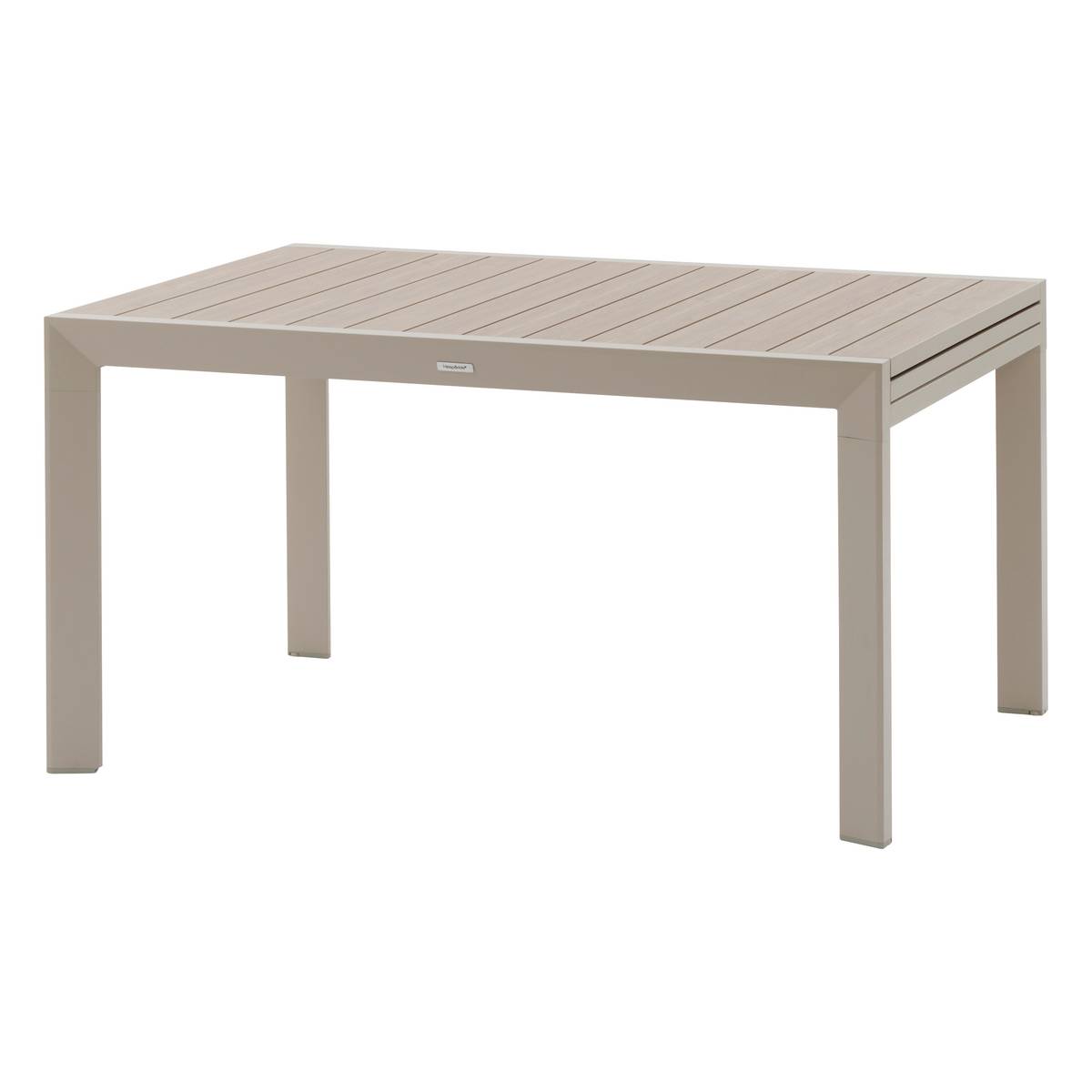 Mesa de jardín extensible deslizante ÉVASION Efecto madera Lino / Arcilla 10 plazas - Aluminio tratado con epoxi, lamas de aluminio efecto madera Efecto madera Lino / Arcilla