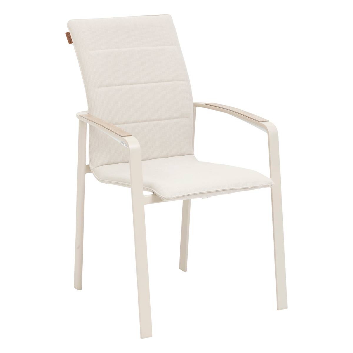 Silla de jardín con reposabrazos apilable DIESE Marfil / Arcilla Aluminio tratado con epoxi, Texaline Marfil / Arcilla