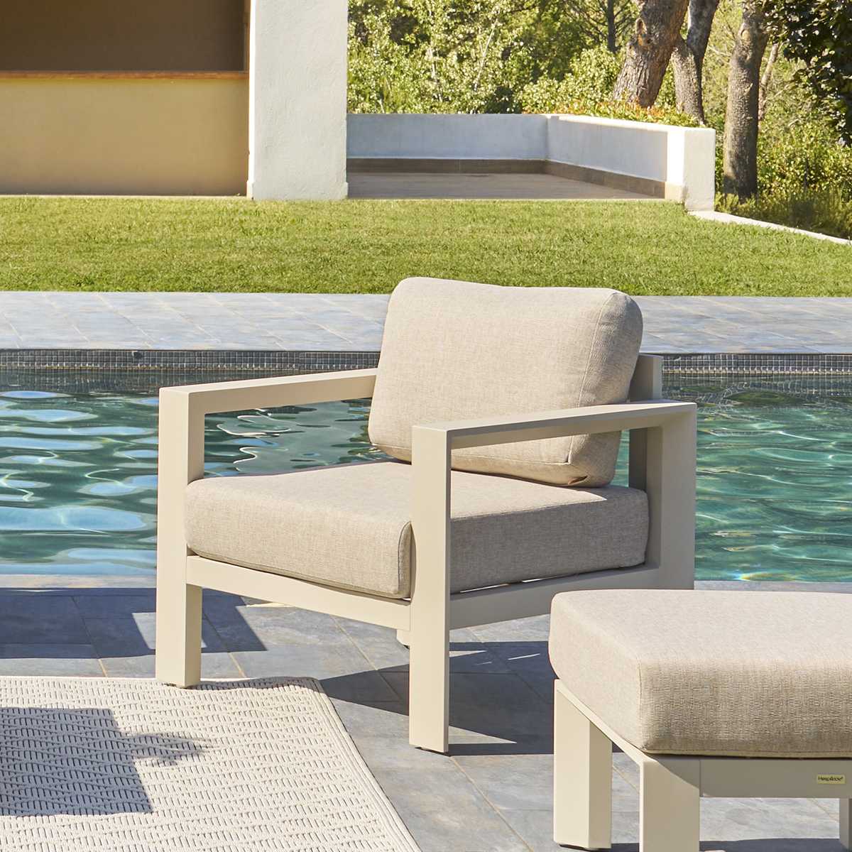 Sillón de jardín ÉVASION Arcilla Aluminio tratado con epoxi, Olefina Beige / Arcilla