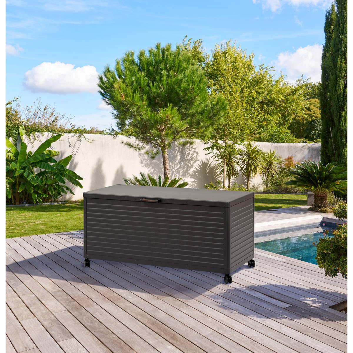 Baúl de almacenamiento EDENIO Grafito 1070 L - Acero galvanizado, Aluminio recubierto de epoxi Grafito