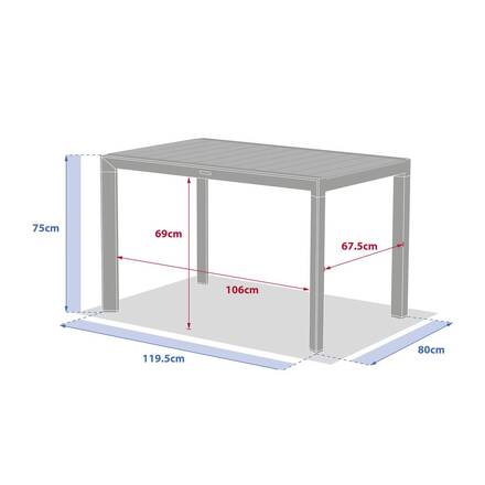 Mesa de jardín ÉVASION Efecto madera Lino / Arcilla 4 plazas - Aluminio tratado con epoxi, Lamas de aluminio efecto madera