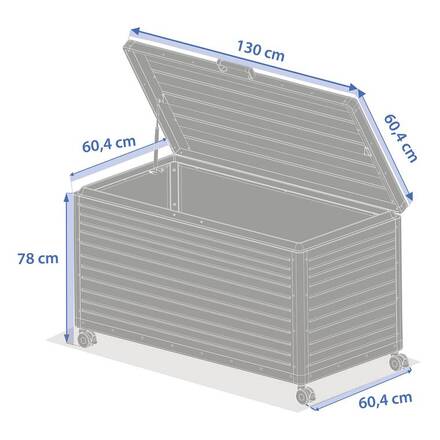 Baúl de almacenamiento EDENIO Grafito 510 L - Acero galvanizado, Aluminio con recubrimiento de epoxi