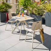 Mesa de jardín cuadrada TERZANO Vainilla / Arcilla 2 plazas - Aluminio tratado con epoxi Vainilla / Arcilla