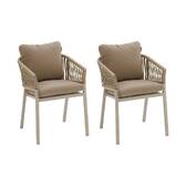Set de 2 sillas de jardín ORIENGO Beige / Arcilla Aluminio, Mallas trenzadas, Poliéster Beige / Arcilla