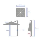 Parasol lateral cuadrado MANOA Arcilla / Trigo 2,5 x 2,5 m - Aluminio tratado con epoxi, acero, poliéster Arcilla / Trigo