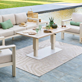 Mesa de jardín rectangular elevable SALIMIA Arcilla y Lino 150 x 80 x 69 cm - Aluminio tratado con epoxi Arcilla / Lino
