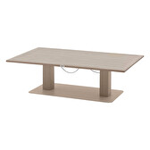 Mesa de jardín rectangular elevable SALIMIA Arcilla y Lino 150 x 80 x 69 cm - Aluminio tratado con epoxi Arcilla / Lino