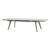 Mesa de jardín extensible PULPY Verde laurel / Gris granito 12 plazas - Aluminio tratado con epoxi, Vidrio con recubrimiento cerámico Laurel verde / Granito gris