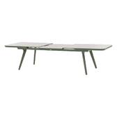 Mesa de jardín extensible PULPY Verde laurel / Gris granito 12 plazas - Aluminio tratado con epoxi, Vidrio con recubrimiento cerámico Laurel verde / Granito gris