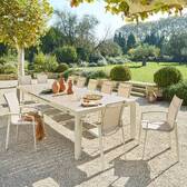 Mesa de jardín extensible ÉVASION Efecto madera Lino / Arcilla 14 plazas - Aluminio tratado con epoxi, Lamas de aluminio efecto madera Efecto madera Lino / Arcilla