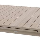 Mesa de jardín extensible ÉVASION Efecto madera Lino / Arcilla 14 plazas - Aluminio tratado con epoxi, Lamas de aluminio efecto madera Efecto madera Lino / Arcilla