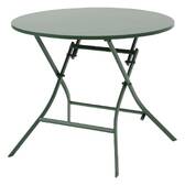 Mesa de jardín redonda plegable GREENSBORO Verde oliva 4 plazas - Acero tratado con epoxi, Tratamiento antióxido reforzado Verde oliva