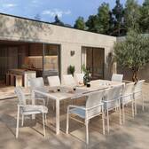 Silla de jardín con reposabrazos apilable DIESE Marfil / Arcilla Aluminio tratado con epoxi, Texaline Marfil / Arcilla