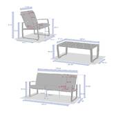 Conjunto de jardín BOREANE Avellana / Café 5 plazas - Aluminio tratado con epoxi, Texaline, Poliéster Avellana / Café