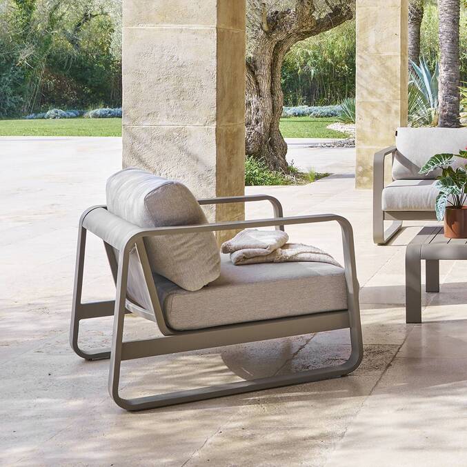Sillón de jardín DOMILLY Café Aluminio tratado con epoxi, Olefina3443