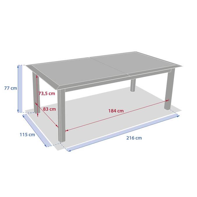 Mesa de jardín extensible ALLURE Efecto madera Greige / Avena 12 plazas - Aluminio con recubrimiento de epoxi Efecto madera greige / Avena