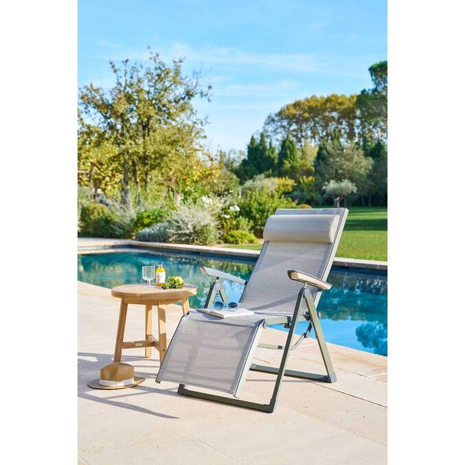 Mesa auxiliar de jardín redonda PAPOUASIE Acacia 55 x 51 cm - Acacia certificado FSC® Acacia