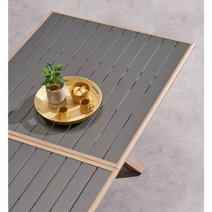 Mesa de jardín extensible AXIOME Grafito / Miel 12 plazas - Aluminio con recubrimiento de epoxi Grafito / Honey