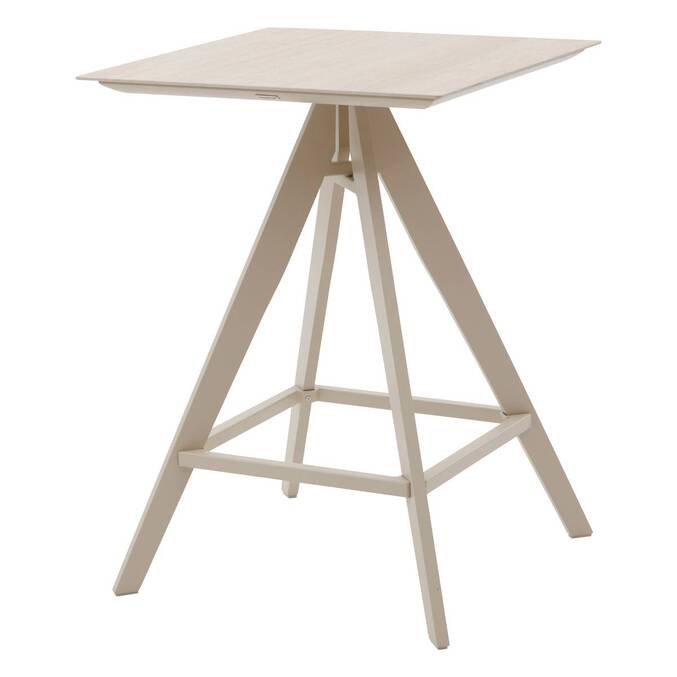Mesa alta de jardín cuadrada TERZANO Vainilla / Arcilla 2 plazas - Aluminio tratado con epoxi Vainilla / Arcilla