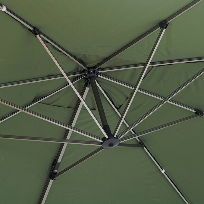 Sombrilla deportada rectangular ÉQUADOR Verde oliva 4 x 3 m - Aluminio, Poliéster Verde oliva