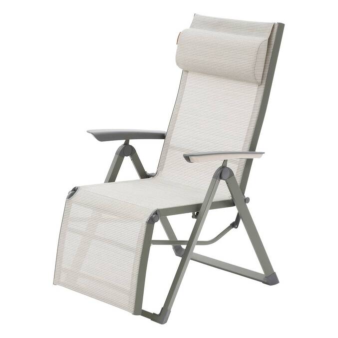 Sillón relax de jardín DECIMA Verde oliva / Verde laurel 8 posiciones - Aluminio tratado con epoxi, Texaline Verde oliva / Laurel verde