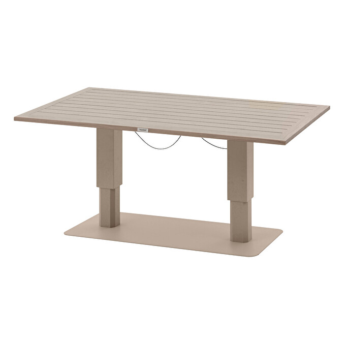 Mesa de jardín rectangular elevable SALIMIA Arcilla y Lino 150 x 80 x 69 cm - Aluminio tratado con epoxi Arcilla / Lino