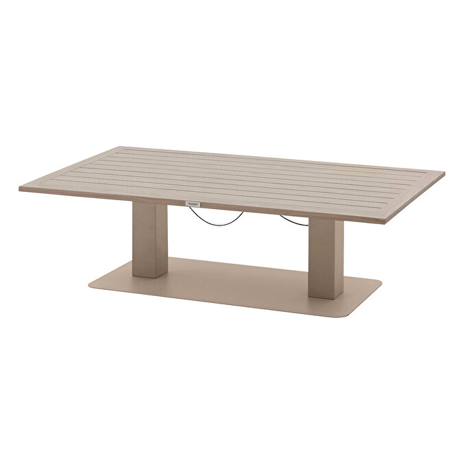 Mesa de jardín rectangular elevable SALIMIA Arcilla y Lino 150 x 80 x 69 cm - Aluminio tratado con epoxi Arcilla / Lino