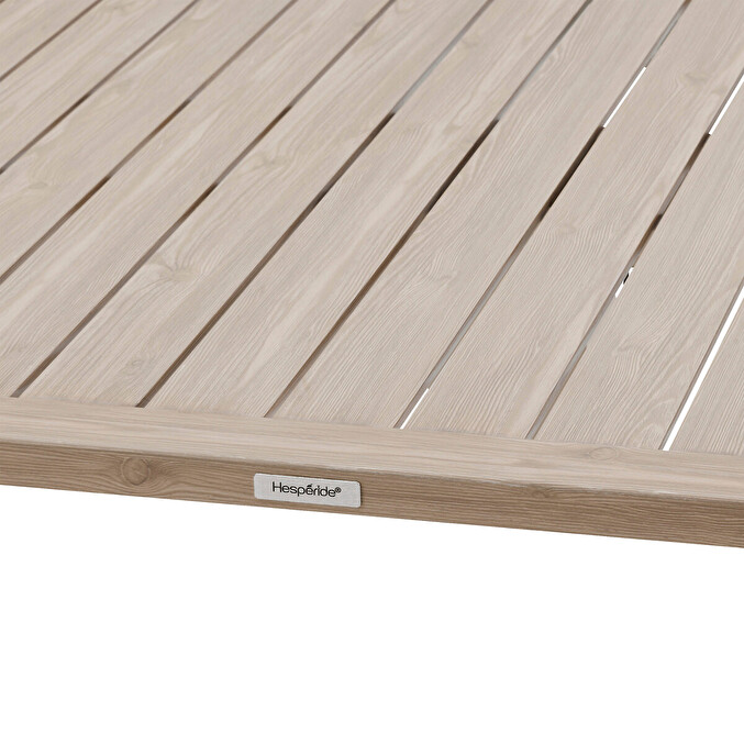 Mesa de jardín rectangular elevable SALIMIA Arcilla y Lino 150 x 80 x 69 cm - Aluminio tratado con epoxi Arcilla / Lino