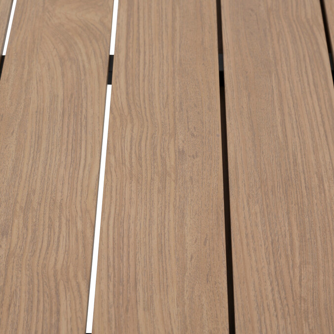 Mesa de jardín extensible ÉVASION Efecto madera Miel y Gráfito 8 plazas - Aluminio tratado epoxi, Lamas de aluminio efecto madera Efecto madera Honey / Grafito