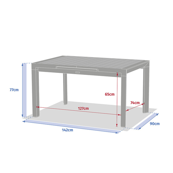 Mesa de jardín extensible ÉVASION Efecto madera Miel y Gráfito 8 plazas - Aluminio tratado epoxi, Lamas de aluminio efecto madera Efecto madera Honey / Grafito