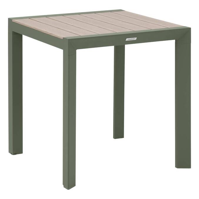 Mesa de jardín ÉVASION Efecto madera Lino / Verde laurel 2 plazas - Aluminio tratado con epoxi, Lamas de aluminio efecto madera Efecto madera Lino / Laurel verde